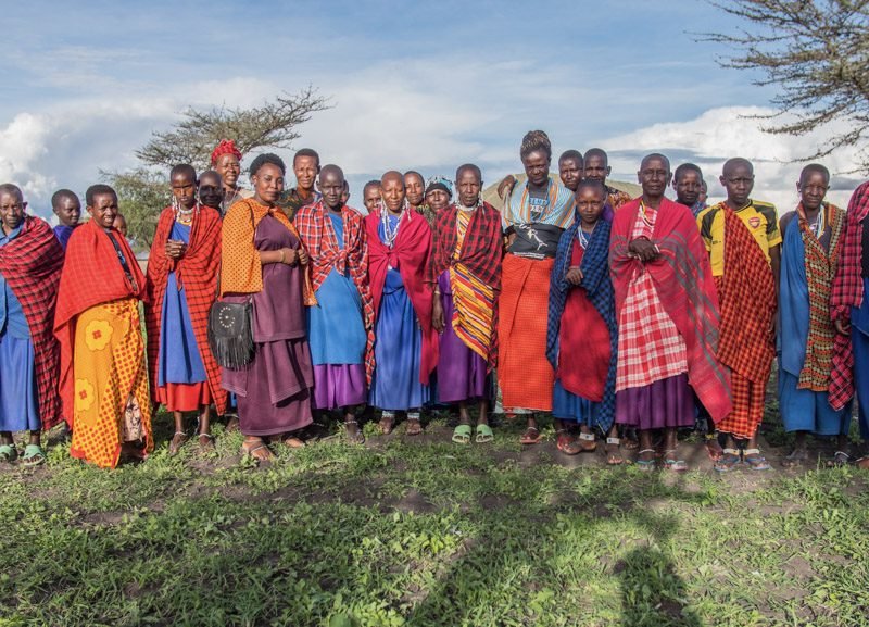 Group photo with Maasai woman